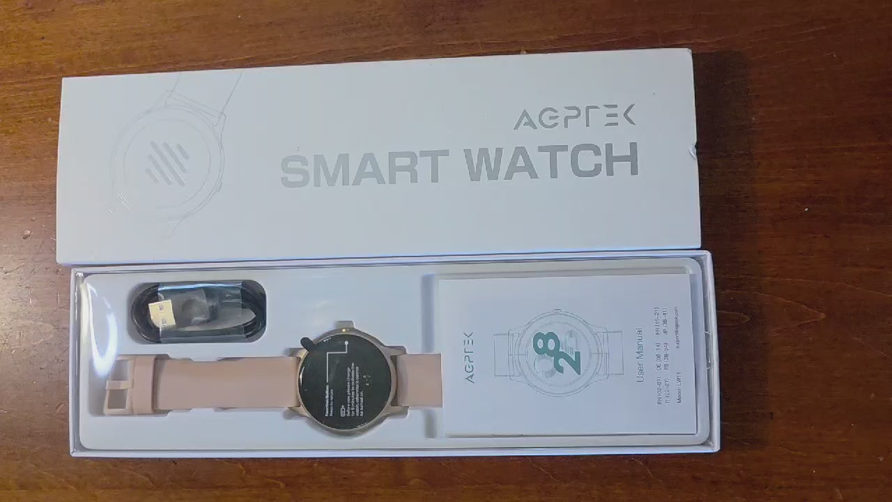 AGPTEK LW11 Smart Watch for Women - Rose Gold / Pink Fitness Tracker (iOS & Android Compatible)