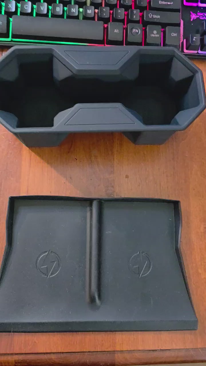 Tesla Model 3 / Model Y Silicone Center Console Cup Holder Insert & Wireless Charging Mat Set