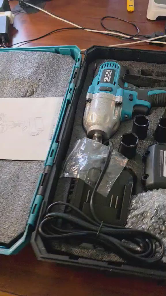 Seesii WH9 Pro Cordless Impact Wrench Kit with Battery, Charger, and Socket Set