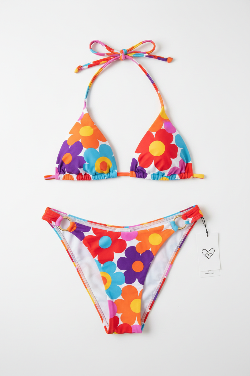 The "Retro Bloom" O-Ring Bikini Set