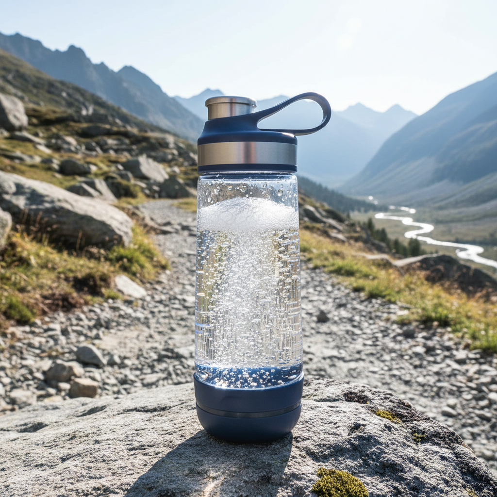 SodaStream Reusable Carbonating Travel Water Bottle with Carry Loop & Protective Bumper – Navy Blue