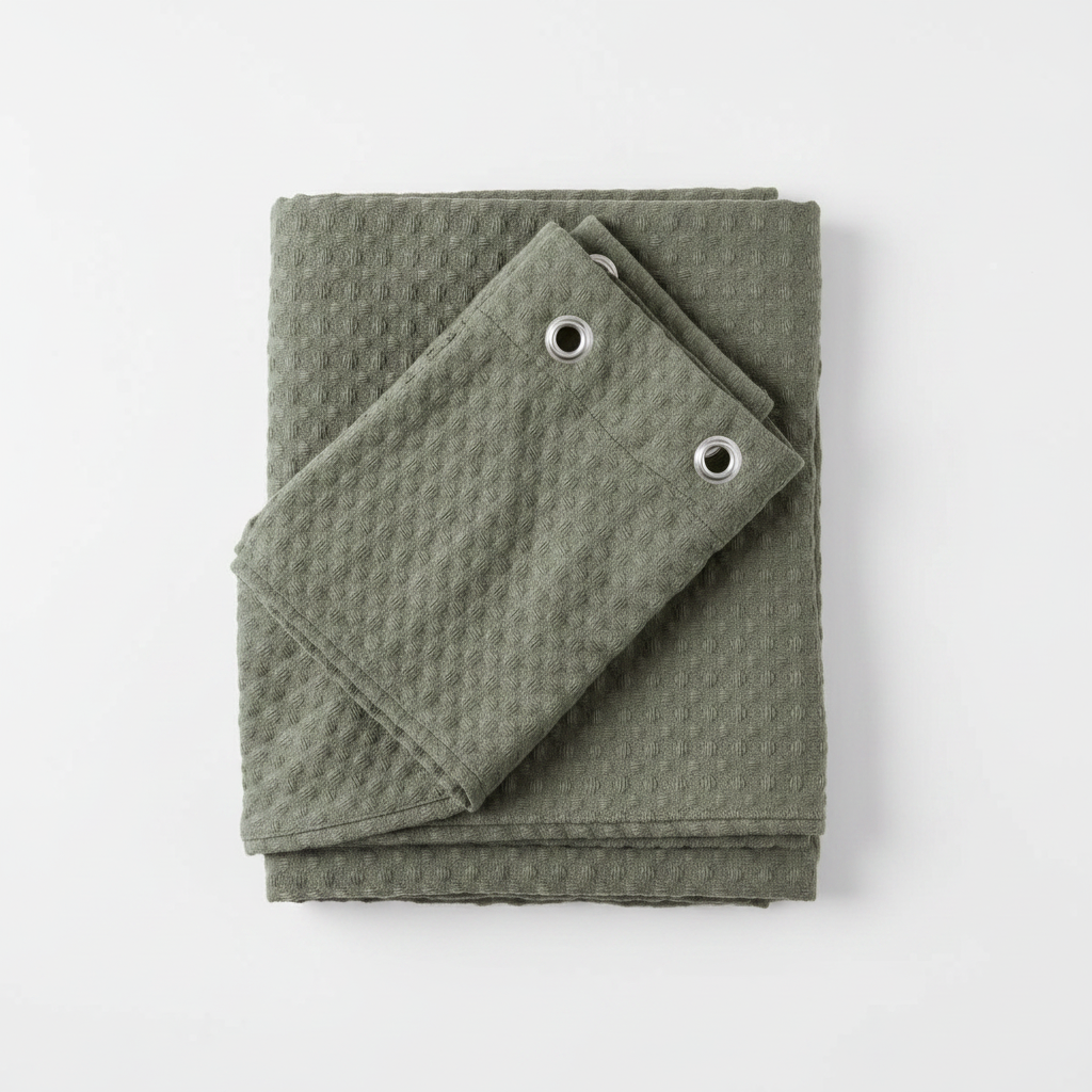 Threshold Waffle Weave Shower Curtain - Olive Green (72"x72")