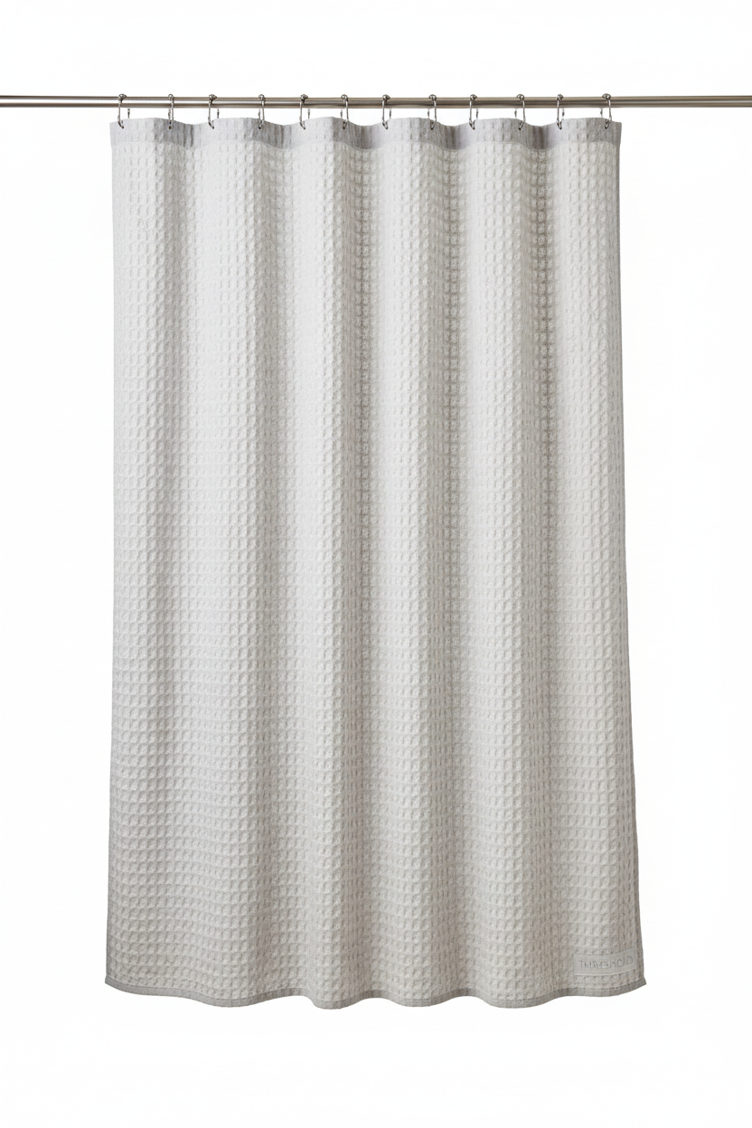 Threshold Waffle Weave Shower Curtain - Light Gray/Silver-White, Machine Washable, 72"x72"