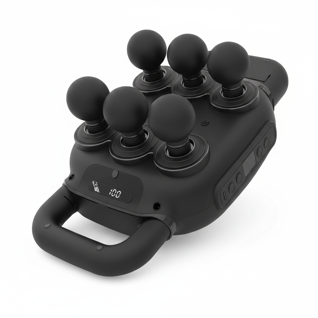 UFFAE Six-Head Deep Tissue Massage Gun - 50 Intensity Levels, 9 Modes, LCD Screen (Black)